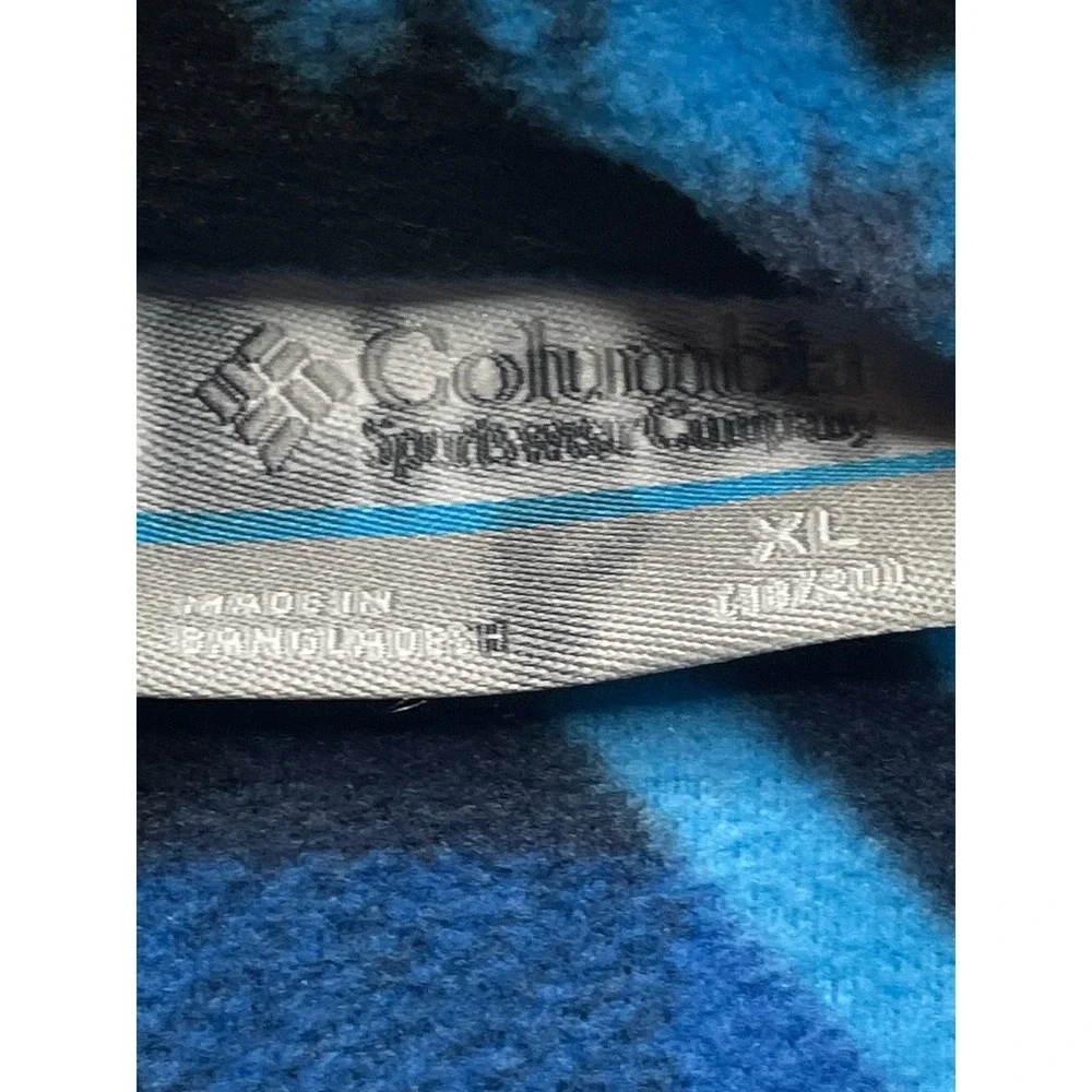 Columbia Fleece Jacket Kids XL 18/20 Blue Black Geometric Full Zip Mock Neck